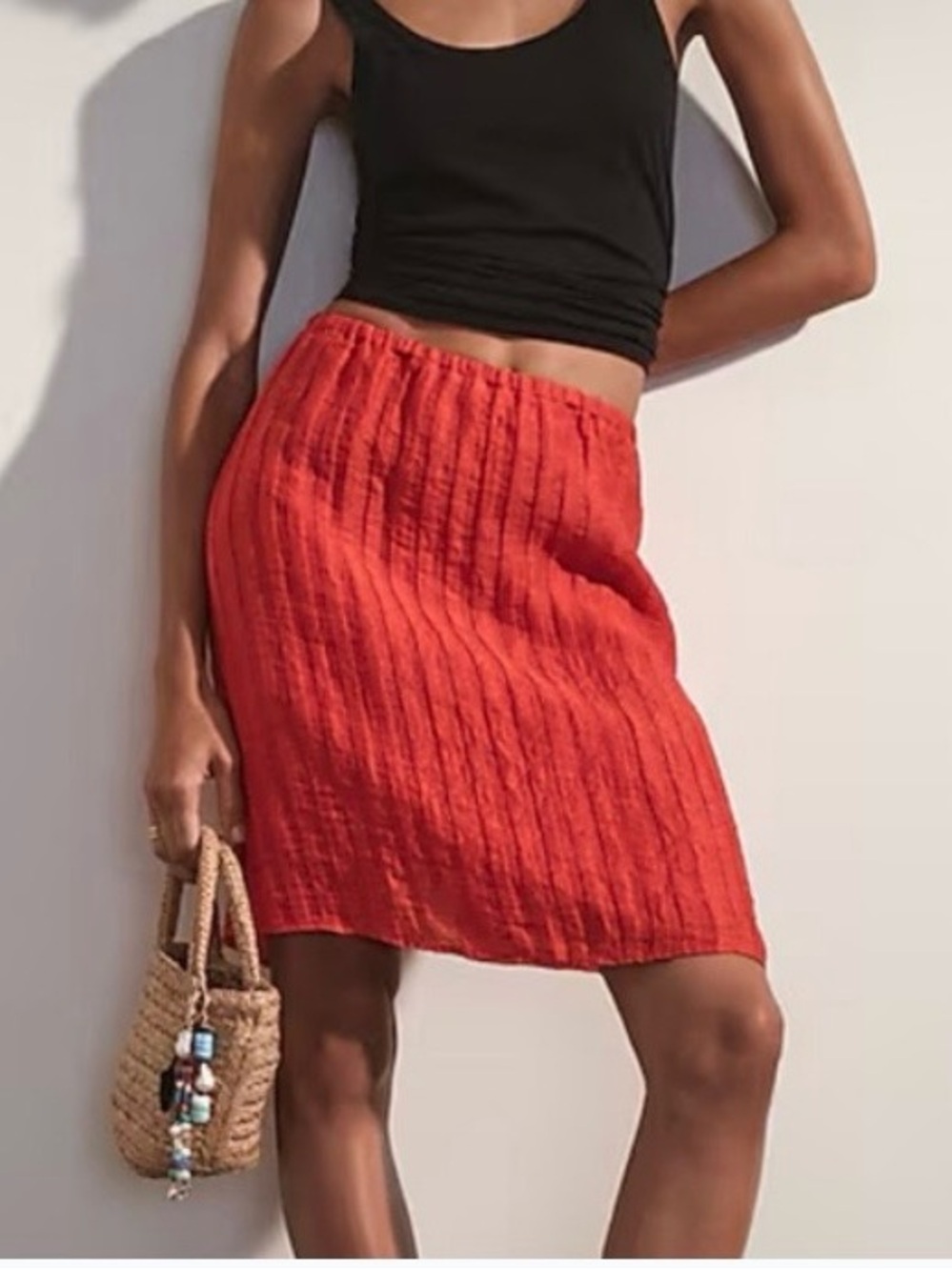 J. Crew Red Linen Blend Textured Mini Skirt